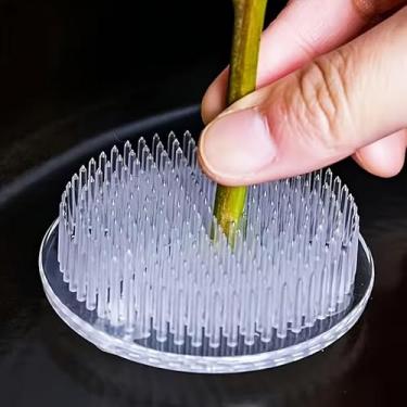 Imagem de Suporte de arranjo floral zen estilo chinês com 3 ventosas mágicas - base de ventosa de plástico para incrível arte de flores fixas, decoração de casa e escritório