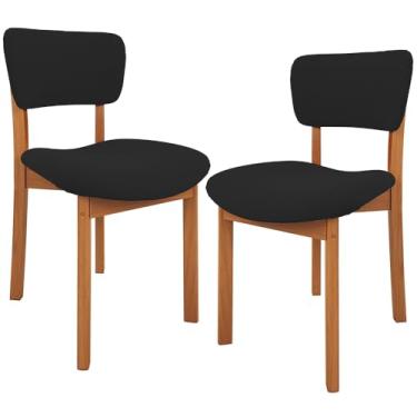 Imagem de Kit 02 Cadeiras Para Sala de Jantar Cozinha Living Estofada Dara L02 Suede Preto - Lyam Decor