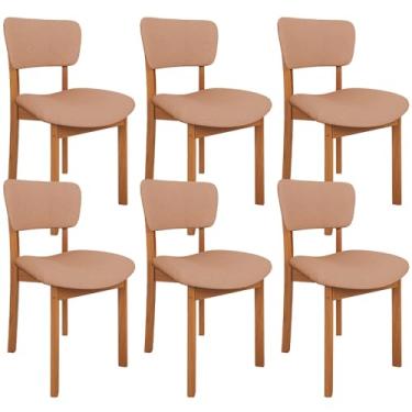Imagem de Kit 06 Cadeiras Para Sala de Jantar Cozinha Living Estofada Dara L02 Linho Rosê - Lyam Decor
