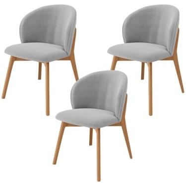 Imagem de Kit 03 Cadeiras de Jantar e Estar Living Estofada Mia L02 Bouclê Cinza - Lyam Decor