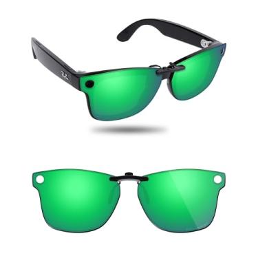 Imagem de Fiskr Óculos de sol polarizados Clip-On para Ray-Ban Meta Wayfarer RW4006 e Gen 2 RW4012 (tamanho 50-22) - Proteção UV, Verde esmeralda, 50*22mm