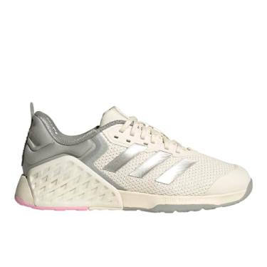 Imagem de adidas Tênis de treinamento feminino Dropset 3, Branco/prata fosco/rosa verdadeiro, 10.5 Wide