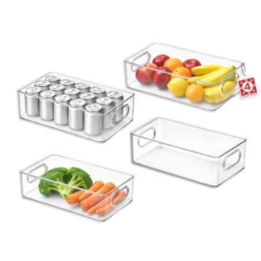 Imagem de Kit Organizador Acrílico Multiuso (4 Unidades) – Caixa Organizadora para Geladeira, Armário, Mesa – Organização de Cozinha e Casa - Qualidade Premium LNSTORE