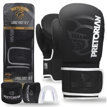 Imagem de Kit Luva de Boxe e Muay Thai FX2 Pretorian - Preto-Unissex