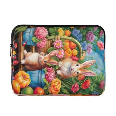 Imagem de Bolsa masculina com bandeira nacional da Macedônia do Norte, bolsa para laptop de 13 a 13,3 polegadas, bolsa para trabalho, coelhos de Páscoa, flores, M