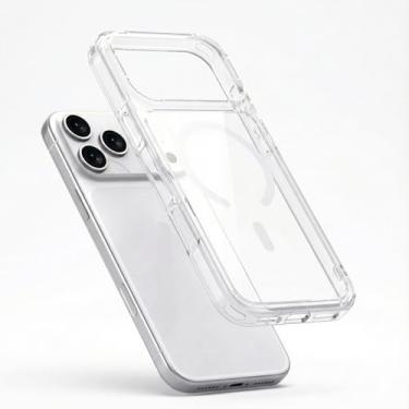Imagem de Capinha Mag Safe compatível com iPhone 17 Pro Max Clear Case Magnética com Proteção de Câmera e Alta Resistência