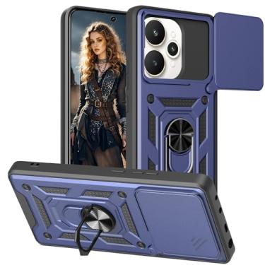 Imagem de Ephoou Capa protetora para Oppo Realme 15 Pro com suporte de anel e capa de lente de câmera deslizante, capa de proteção resistente à prova de choque de grau militar para Oppo Realme 15/15 Pro SJ azul