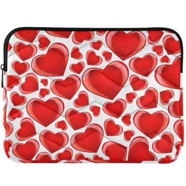 Imagem de Capa para notebook com corações vermelhos e fofos, capas para notebook fofas e fofas capas universais para laptop de 13 a 14 polegadas
