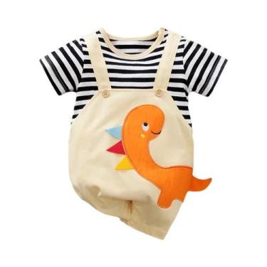 Imagem de Macacão De Dinossauro Em Tricô Para Bebês 0-18 Meses 100% Algodão Conf