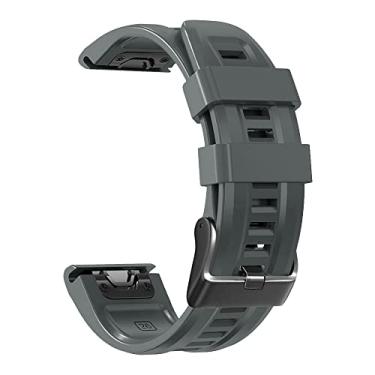 Imagem de MGTCAR Pulseira de silicone para relógio inteligente Garmin Fenix 7X 7 Fenix 6X 6 Pro Fenix 5X 5 Plus 3HR pulseira de liberação rápida (Gy, para Forerunner 935 945)