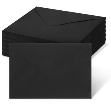 Imagem de Pacote com 200 envelopes pretos 12,6 x 17,8 cm para convite, envelopes de cartão de casamento autoadesivos para cartões de visita, Natal, férias, pequenos pôsteres de presente, convites
