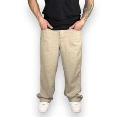 Imagem de Calça Jeans Balão Bag Skate Boca Larga Masculina Hunter, XG, Caqui