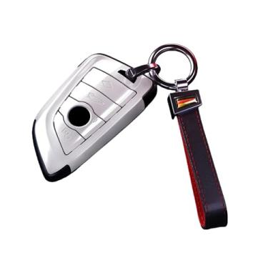 Imagem de Abs carro remoto chave caso capa escudo fob compatível com bmw x1 x3 x5 x6 x7 g20 g30 g05 f15 f16 1 3 5 7 série f01 f02 g11 f48 f39 keyless(White Leather)