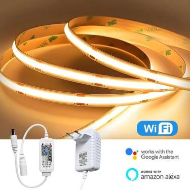 Imagem de Fita LED COB WiFi Flexível Branca Natural Quente 5m 12V Luz Regulável 