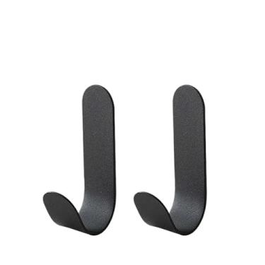 Imagem de Ganchos de parede fortes autoadesivos para toalhas, cabide de porta, bolsa para chaves, suporte de casaco, acessórios de cozinha, banheiro, organizador de casa (preto-2 peças)