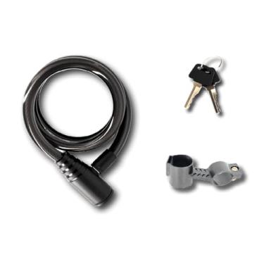 Imagem de Cadeados de cabo de aço para bicicleta, comprimento de 12 mm x 12 m, trava de bicicleta com cabo de 2 chaves, cabo de segurança antirroubo com suporte de montagem para bicicletas dobráveis