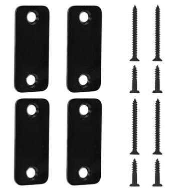 Imagem de 4 Placas de Vedação para Orifícios de Borda Porta, Placa Cobertura Trinco em Aço Inoxidável com Parafusos Fixação Placas Vedação Fechadura Porta para Maior Segurança Residencial (Preto)