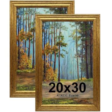 Imagem de KTKDE Conjunto de 2 porta-retratos vintage ornamentados, 50 x 76 cm, moldura antiga de 50 x 76 cm, moldura dourada rústica, decoração de parede, retrô, melhor presente