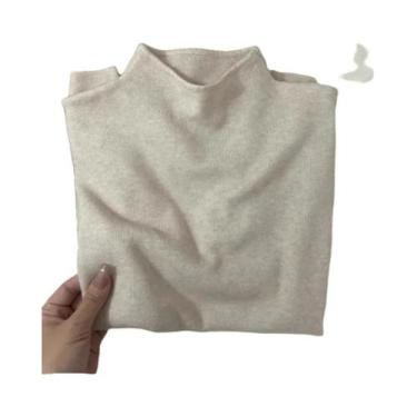 Imagem de Suéter Feminino De Manga Longa Com Gola Alta Em Cor Sólida Para Outono