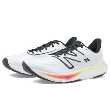 Imagem de New Balance FuelCell Rebel V3 Tênis de corrida masculino, Branco/Blacktop/Neon Dragonfly, 44