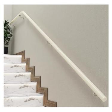 Imagem de DKXCOSQ Trilho de corrimão de escada de madeira, suporte de parede, corrimão resistente para escadas, conjunto completo para idosos e crianças, branco 0,8 m (2,5 pés)