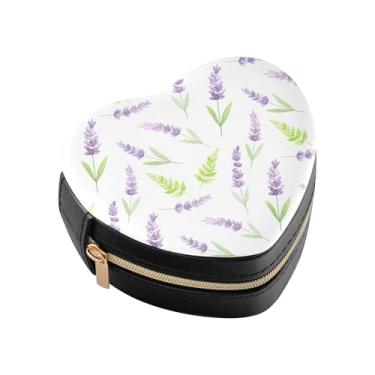 Imagem de Burbuja Mini caixa de joias em forma de coração lavanda para mulheres e meninas, estojo portátil organizador de armazenamento para brincos, anéis, colares e pulseiras