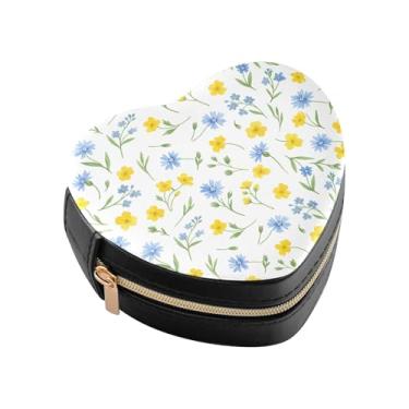 Imagem de Burbuja Caixa de joias com flores em forma de coração, mini estojo de viagem para mulheres e meninas, organizador portátil de armazenamento para brincos, anéis, colares e pulseiras