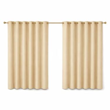 Imagem de Cortina 100% Blackout 2,00m x 1,30m Corta Luz para Cozinha Janela Casa Blecaute com Ilhós (Palha)