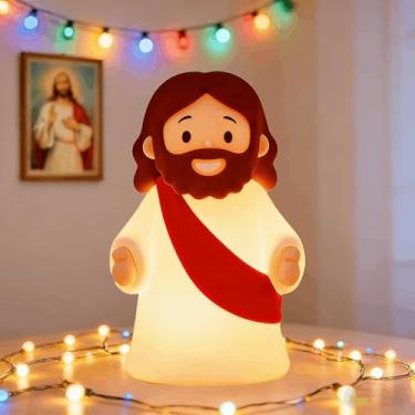 Imagem de magical JD Little Jesus Luz Noturna Mini Jesus Lâmpada de Silicone Regulável Berçário Luz Noturna para Crianças Recarregável Lâmpada de Toque de Cabeceira Perfeita para Presentes de Natal, Páscoa e