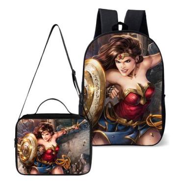 Imagem de Mochila Simples e Lancheira Termica Kit Escolar Infantil Menina Heroin