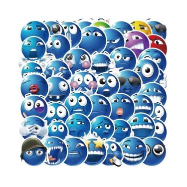Imagem de Adesivos De Emoticon Feijões Azuis 50 Peças Reutilizáveis De PVC Para 