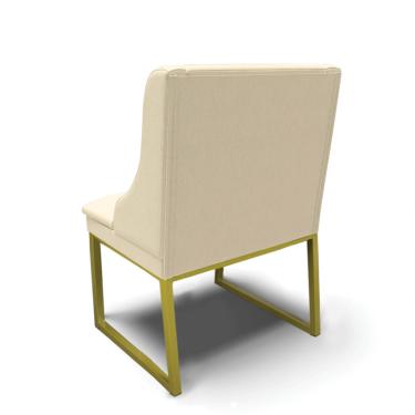 Imagem de Cadeira Sala de Jantar Industrial Dourado kit 4 Liz Linho D03 - D'Rossi