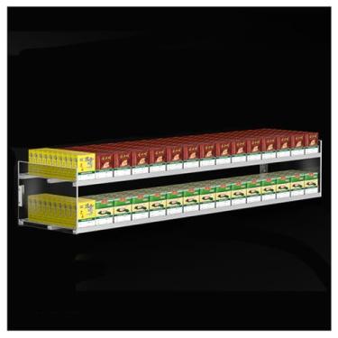 Imagem de Rack de exibição automático de cigarros - Suporte de armazenamento de cigarro de acrílico de 2 camadas para supermercados e revendedores de varejo - Organizador de 15 colunas para merchandising