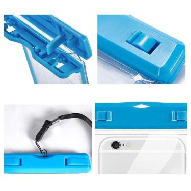 Imagem de Capa Bolsa para Celulares a Prova D Água Impermeável até 6 Polegadas Azul
