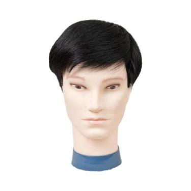 Imagem de Peruca Masculina Natural Respirável Com Topo De Renda Suíça Para Cober