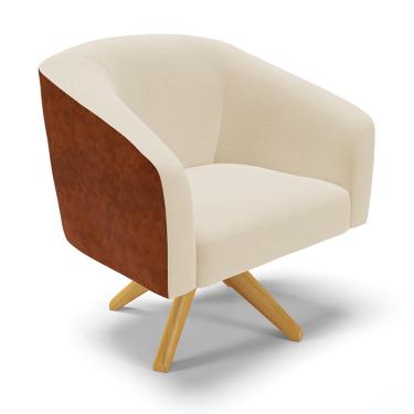 Imagem de Poltrona Decorativa Giratória MA30 Stella Nozes/Linho Bege D03 - D'Rossi