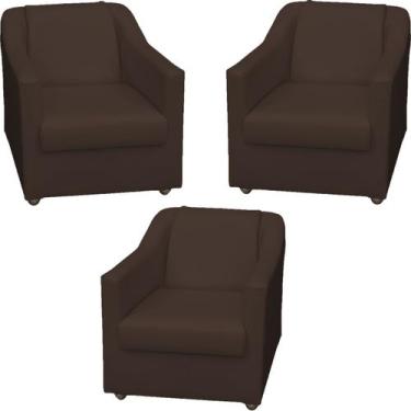 Imagem de Kit 3 Poltronas Decorativas Para Sala Recepção Manicure Escritório Con
