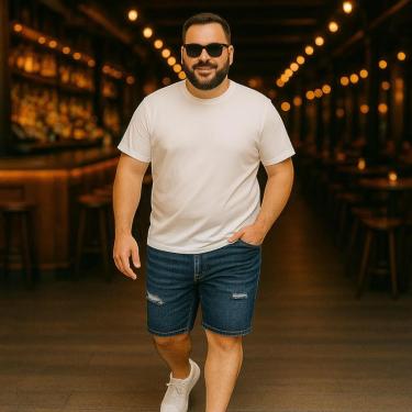 Imagem de Bermuda JEANS MASCULINA RASGADA Plus Size Grande Tamanho 44 46 48 Reforçada 1102-Masculino