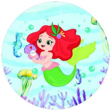Imagem de Painel Festa Redondo 3d Pequena Sereia Baby Digital Sublimação 1,50M -