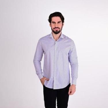 Imagem de Camisa Aramis Slim Listras Branco/Azul-Masculino