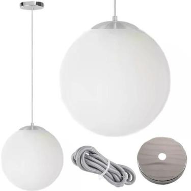 Imagem de Luminária Lustre Pendente 215cm Jabuticaba Globo Vidro 15cm Metal Teto