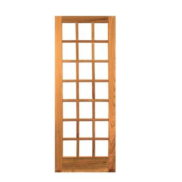 Imagem de Folha de Porta Madeira Maciça 210x72cm Vidro Quadriculado Angelim Jomadi Natural