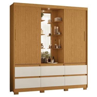 Imagem de Guarda Roupa Solteiro Atena 2 Portas 6 Gavetas Flex com LED  Móveis Al