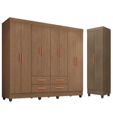 Imagem de Guarda Roupa Casal Porto 8 Portas e Armário Multiuso Lite Carvalho Oak