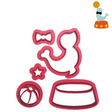 Imagem de Cortador Modular Circo Foca Gravata Bola Show Step - DOCEIMPRESSO, 6,5