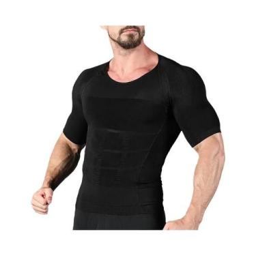 Imagem de Camiseta De Compressão Masculina Modeladora Com Controle De Abdômen E 