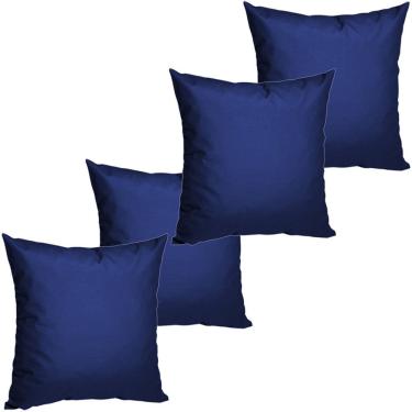 Imagem de 4 Almofadas Cheias Para Sofá Decorativas Impermeáveis Grande Azul Marinho