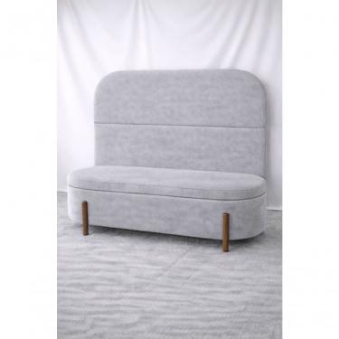 Imagem de Kit Atenas Cabeceira De Cama Box Orgânica E Recamier Calçadeira Baú Casal 140 Cm Suede Prata Eli Móveis E Decoração