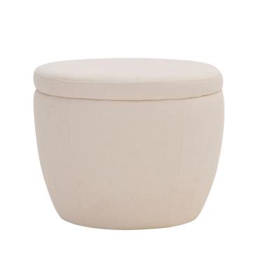 Imagem de Puff Decorativo Redondo Kaira Bouclé Off White - Nexta Casa