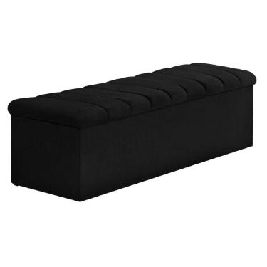 Imagem de Recamier de Quarto Condessa 160CM Queen Suede MDF MDP Negro para Dormitório Moderno Estofado